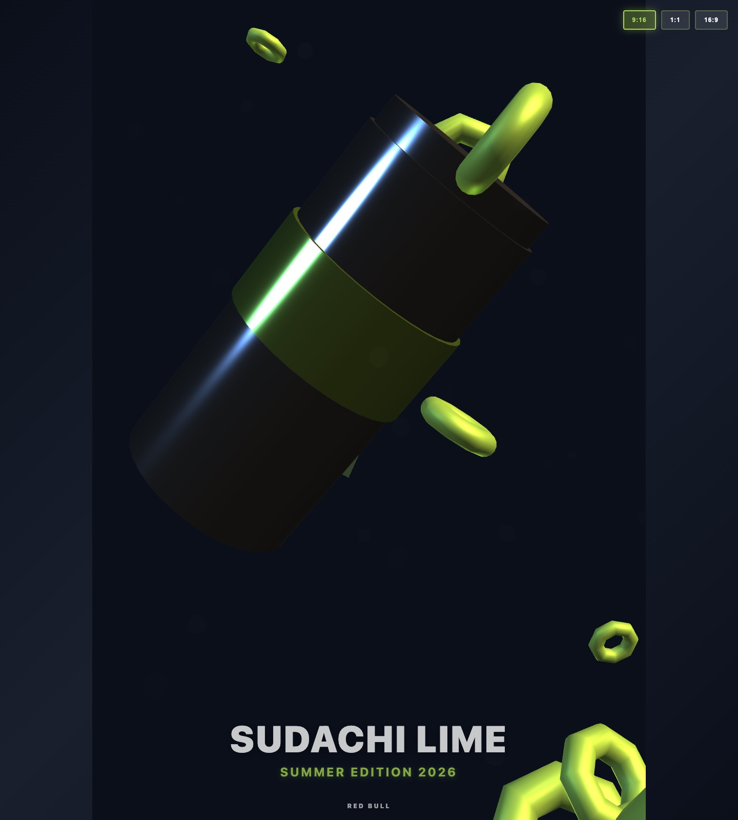Red Bull Sudachi Lime motion piece, 9:16 frame