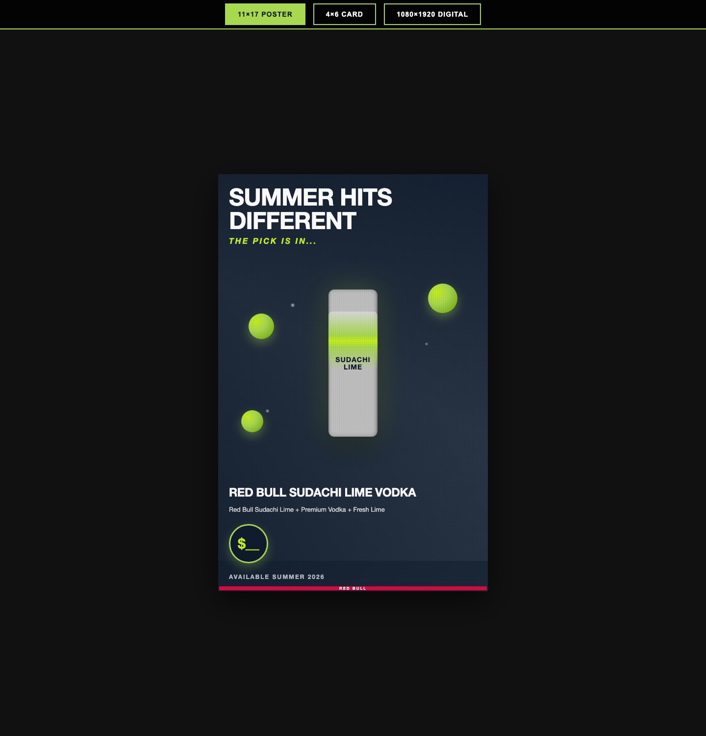 Red Bull Sudachi Lime 11x17 campaign poster